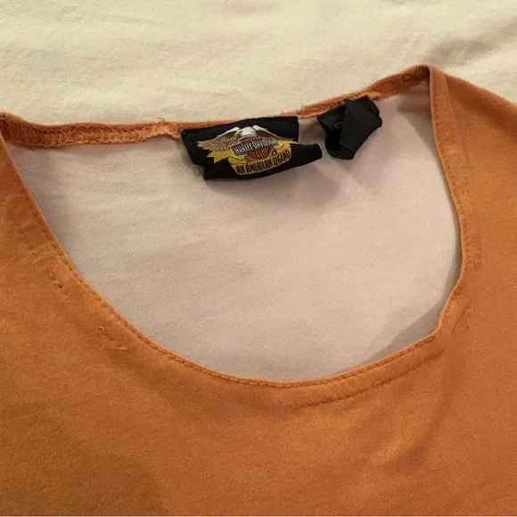Harley-Davidson Women's Ombre Long Sleeve Tee - Orange and Brown XS - Picture 2 of 5